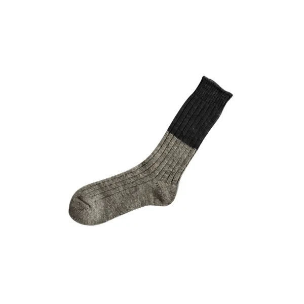 Wool Cotton Slab Socks _ Charcoal