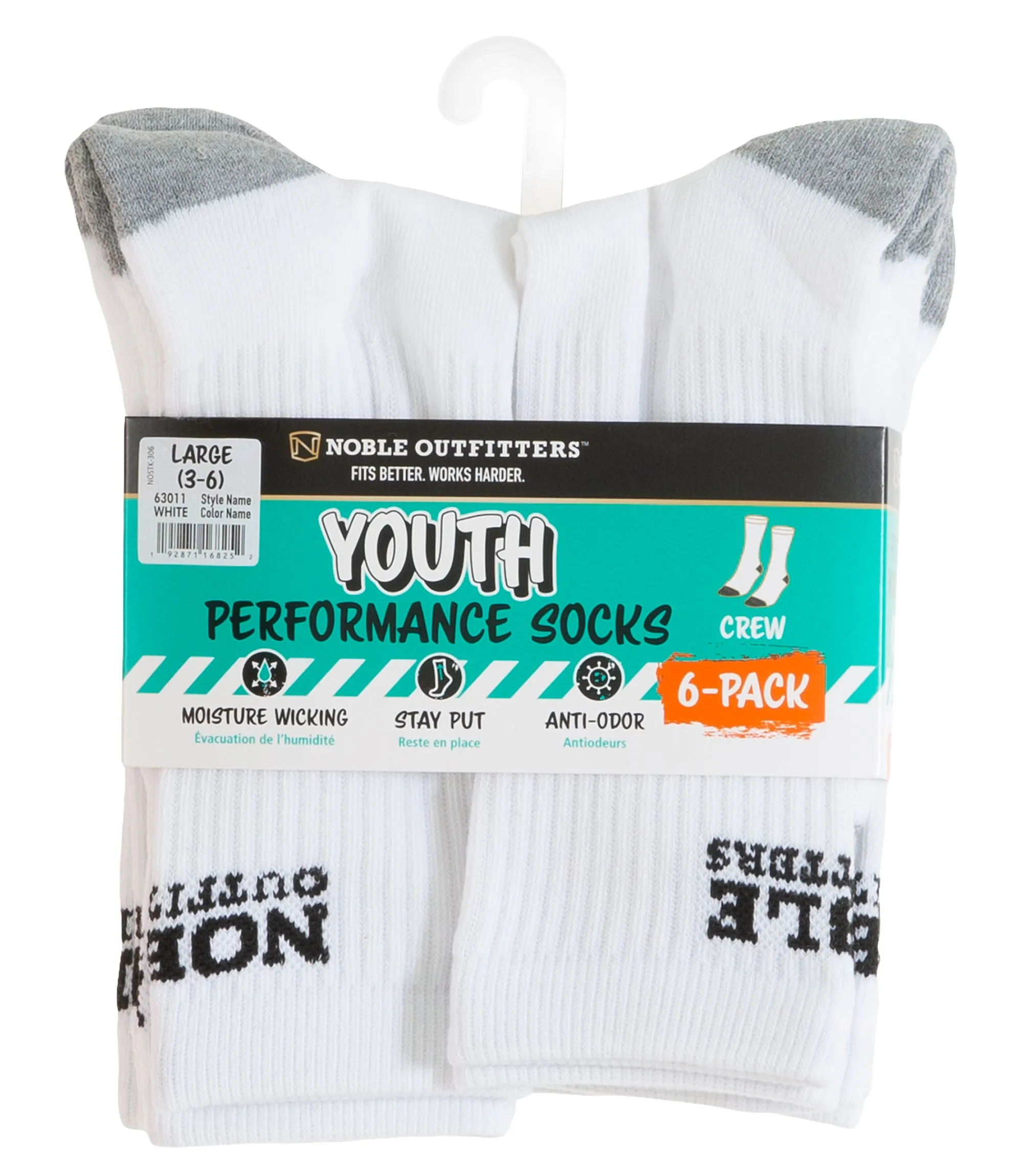 Youth Performance Crew Sock – 6 Pack